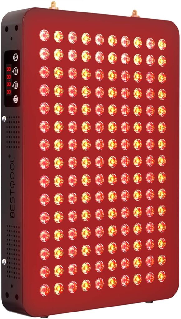 Bestqool Red Light Therapy Device, 4 Wavelengths Full Body Near Infrared Light Therapy, Elite Grade Dual Chip 150 LEDs, High Power Output Red Light Panel for Anti-Aging, Pain Relief. 250W.