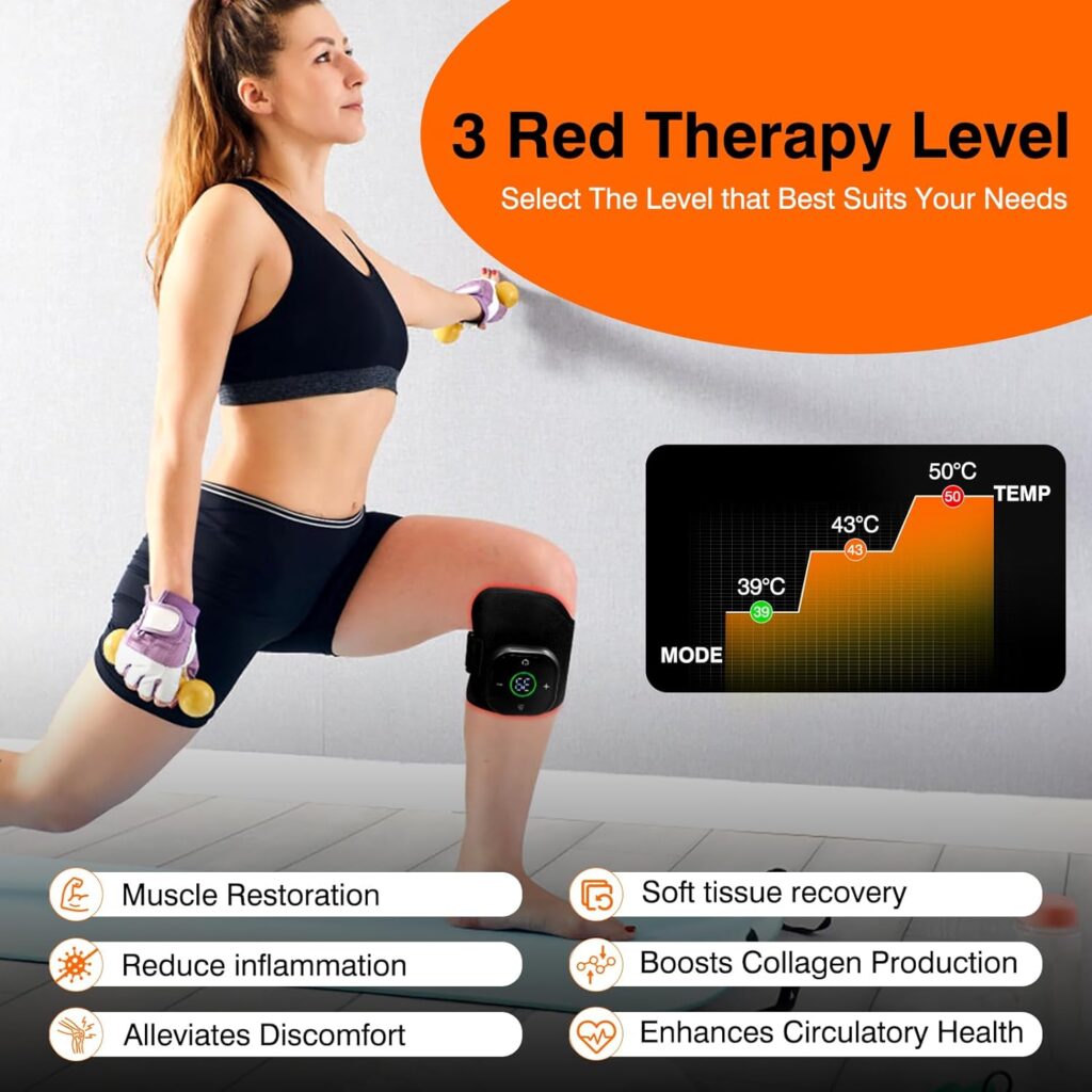 Cordless Red Light Therapy for Knee, Infrared Light Therapy Devices for Knee Pain Relief, Meniscus Injury, Knee Osteoarthritis, and Muscle Injuries.