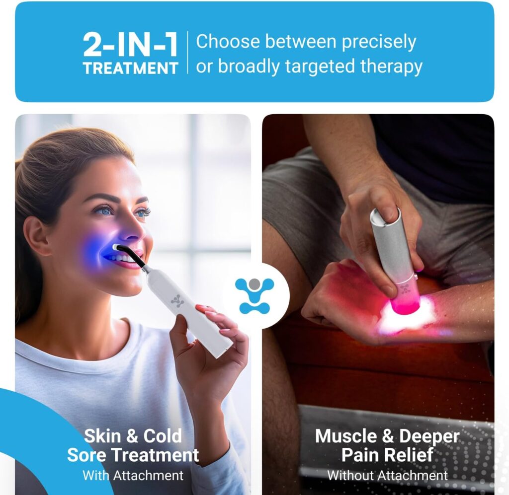 CureBio Medical Grade Infrared Red Light Therapy Device, Treat Cold Sore Canker Sore Fever Blister, Pain Relief for Lips, Mouth, Nose, Ear, Near Infrared and Blue Light Therapy Wand