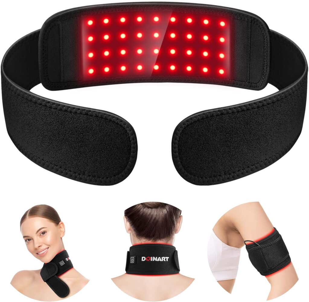 Doinart Red Light Therapy Belt for Neck, Portable Near Infrared Light Therapy for Face and Neck Chin Firming - Red Light Therapy Device Wearable Belt Neck Wrist Wrap Hand Unisex Gift