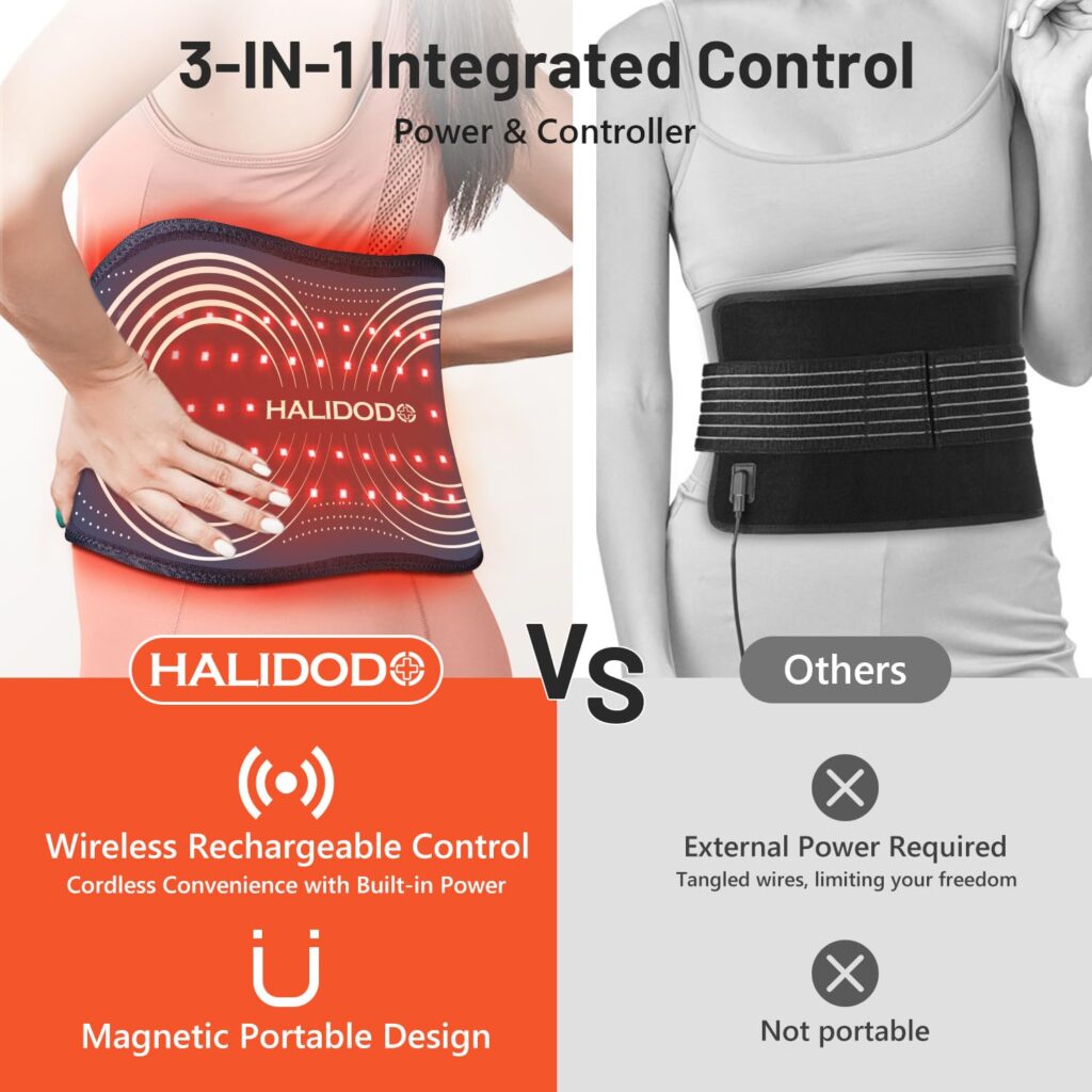 HALIDODO Gifts for Mom Red Light Therapy  Vibration Massage Knee Brace - Wireless Rechargeable Controller, 660nm850nm Red Light Therapy Heated Device for Knee  Joint Pain Relief, Faster Recovery