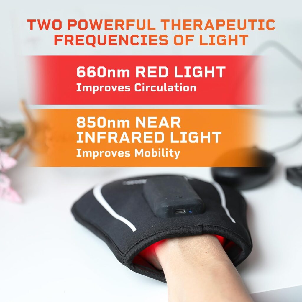 LifePro Red Light Therapy Glove - Rechargeable LED Near Infrared Light Therapy Glove, for Hand Stiffness - Red Light Therapy at Home - Red Light Therapy Device Glove or Light Therapy Products