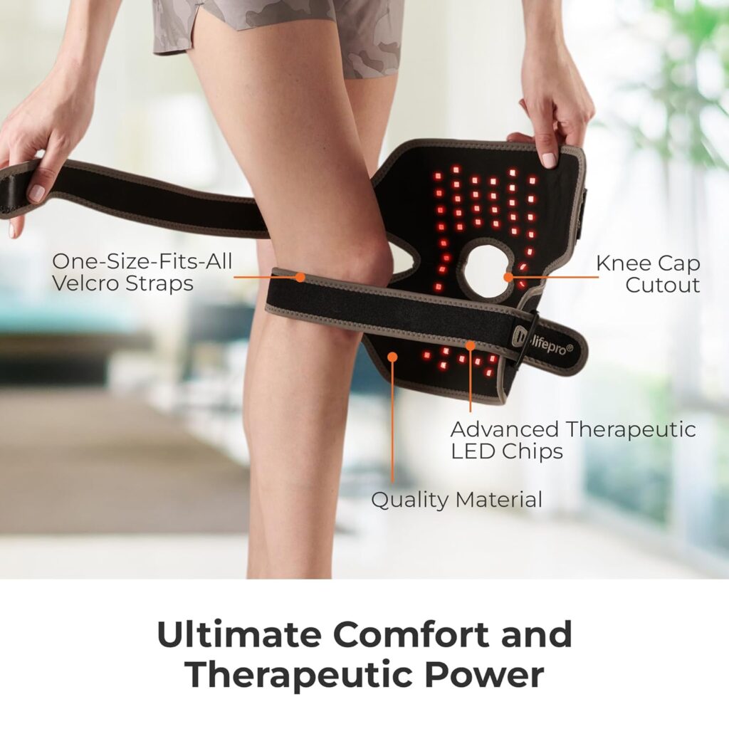 LifePro Vibration Red  Near Infrared Light Therapy Knee Brace - Adjustable Red Light Therapy for Knee Pain Relief Device - Infrared Light Therapy for Faster Recovery - Great for Athletes  Beyond