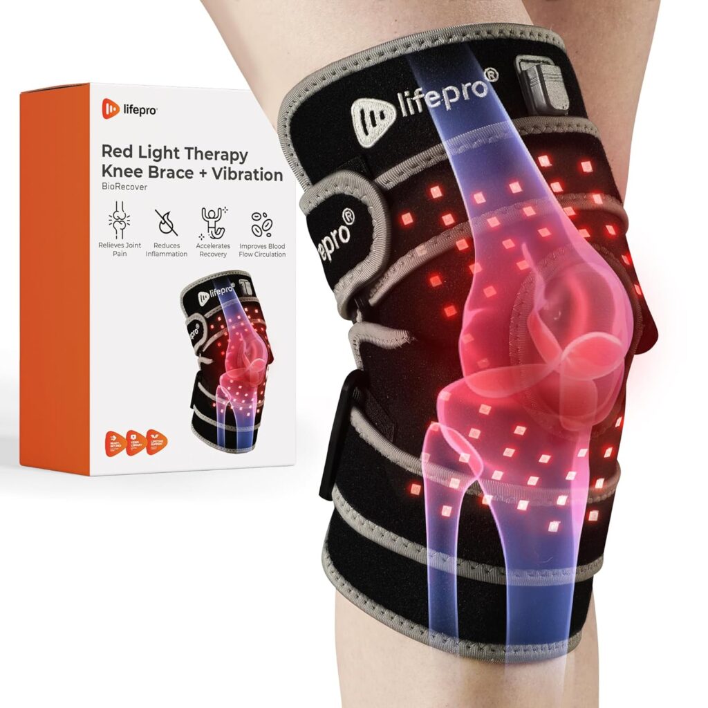 LifePro Vibration Red  Near Infrared Light Therapy Knee Brace - Adjustable Red Light Therapy for Knee Pain Relief Device - Infrared Light Therapy for Faster Recovery - Great for Athletes  Beyond