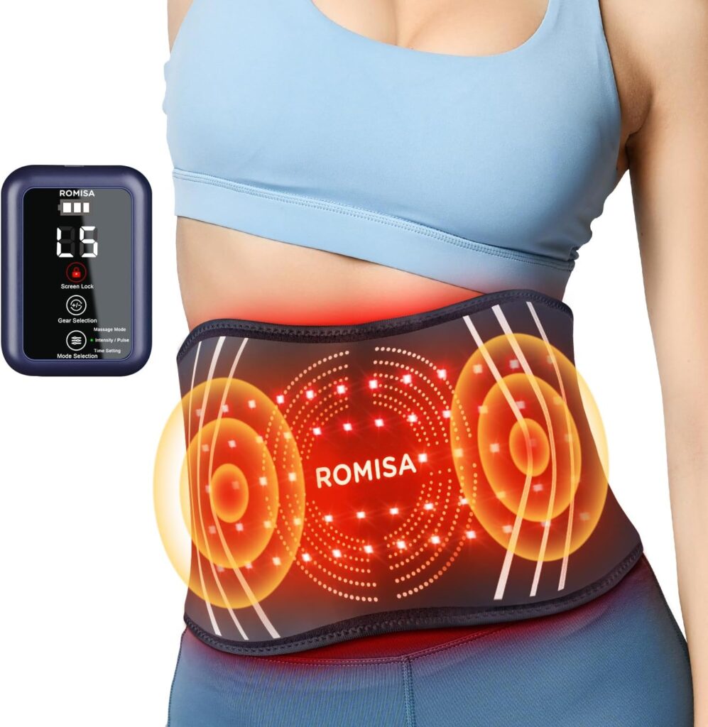 Red Light Therapy Belt - Infrared Light Therapy Vibration Rechargeable 660nm850nm Red Light Therapy Device for Body Massage for Back Shoulder Waist Muscle Pain Relief for Cordless Use