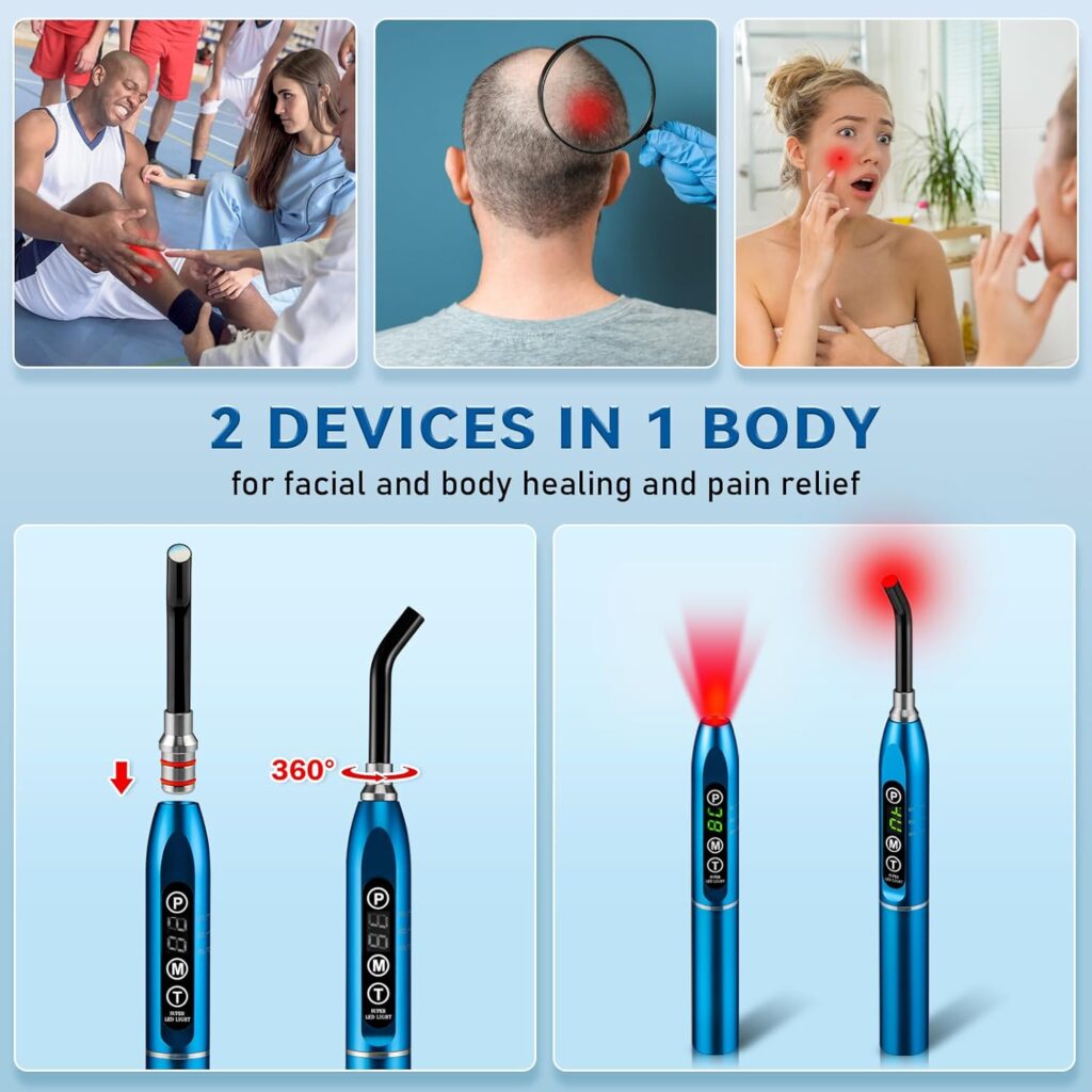 Red Light Therapy Cold Sores TreatmentFever Blister,Canker Sore Mouth Sore Relief, Nose Ear Knee Hands Joint Muscle,Handheld Infrared Red Light Therapy Device for Body Face(Blue)