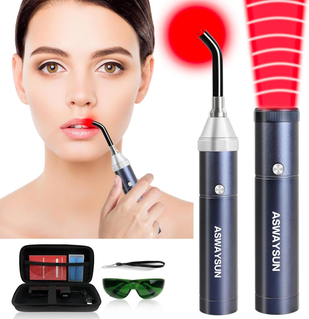 Red Light Therapy Device, Cold Sore Canker Sore Treatment Torch for Lips, Infrared Light Therapy Wand for Face Fever Blister, Healing Pain Relief for Mouth Nose Ear Knee Feet Hands Ankle Muscle Dogs