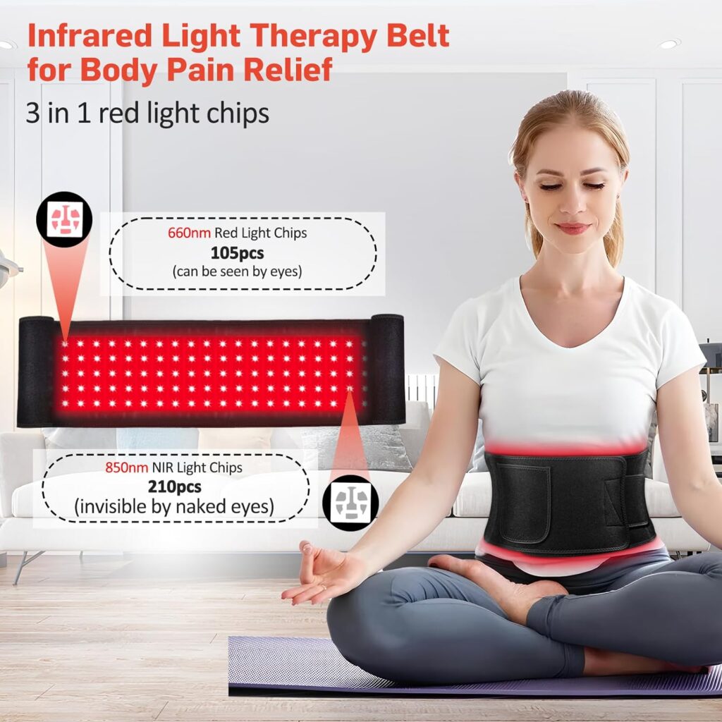 Red Light Therapy for Body, Infrared Light Therapy for Shoulder Waist Muscle Pain Relief, Upgraded 3 in 1 Led Beads, 660nm850nm Near Infrared Light Therapy Belt Wrap Timer Remote Control