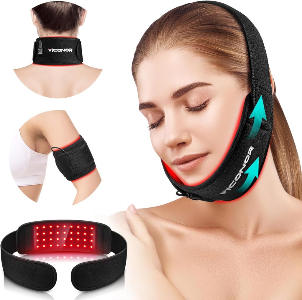 Red Light Therapy for Neck, Near Infrared Light Therapy Belt Wearable Infrared Neck Wrap with Timer Infrared Belt for Chin Firming V Face Lifting Mask Body Neck Hand Wrist Legs Unisex Gift