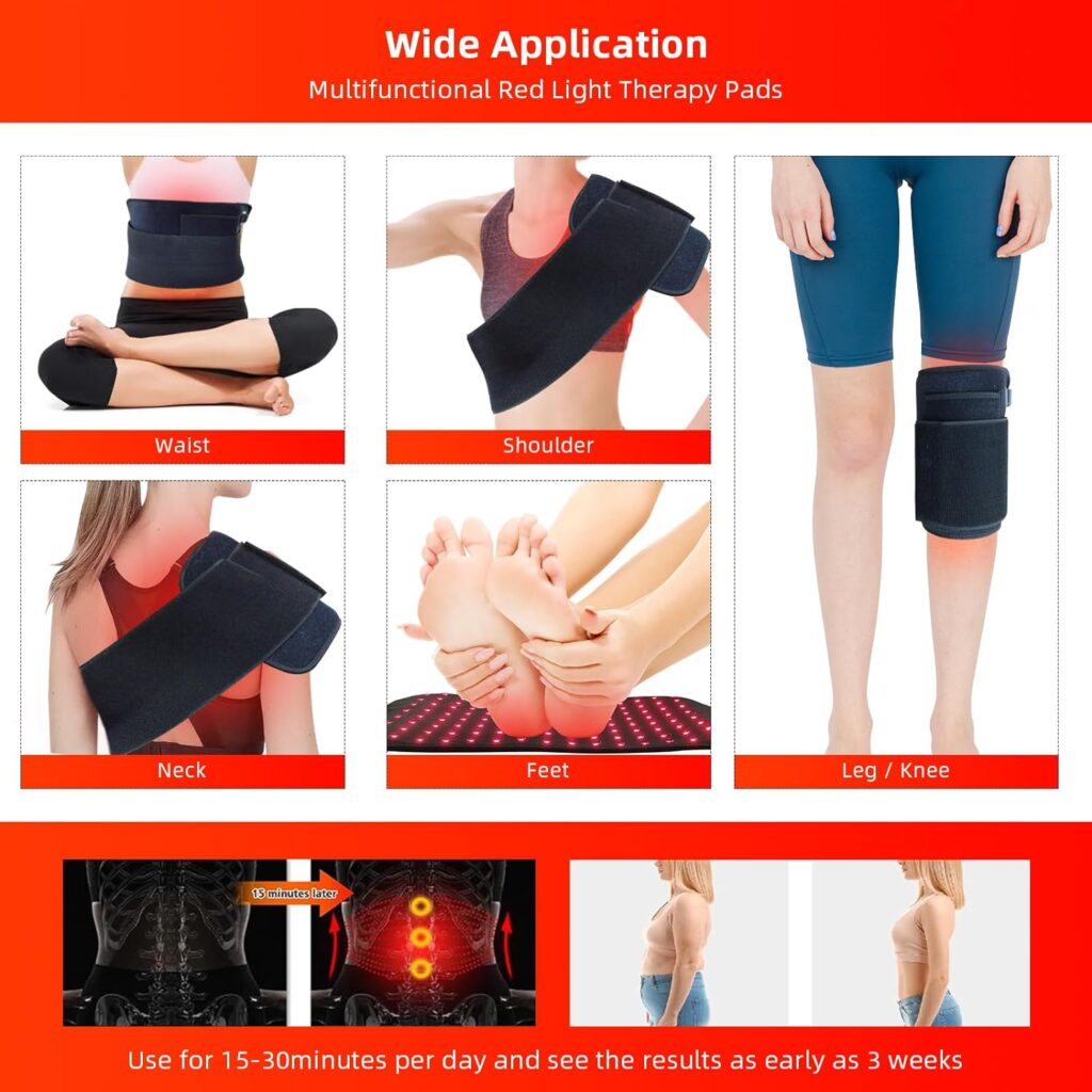 Red Light Therapy Infrared Light Therapy Heating Wrap Belt for Body Back Knee Shoulder Waist Muscle Pain Relieve Inflammation Portable 660850nm Home Deep Therapy Large Pad Gift for Women Men