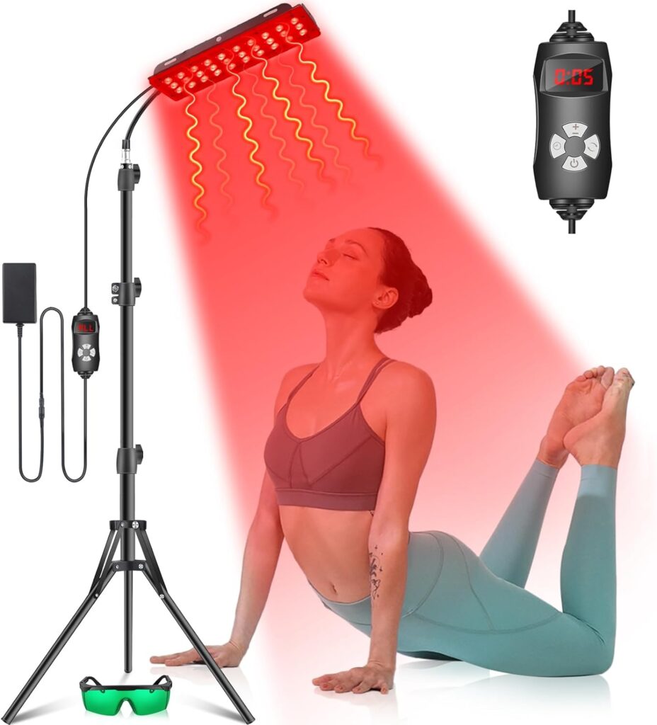 Red Light Therapy Lamp for Body, Infrared Light Therapy Lamps with Stand, 660nm Red and 850nm Near Infrared Red Light Therapy Device for Full Body Overall Health at Home with Eyes Protection Goggles