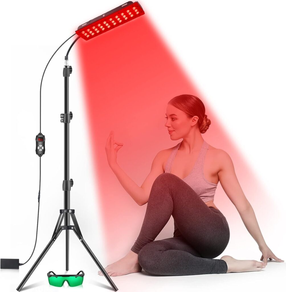 Red Light Therapy Lamp, Infrared Light Therapy with Stand - 660nm Redlight and 850nm Near Infrared Light Device for Body Pain Relief Skin Care