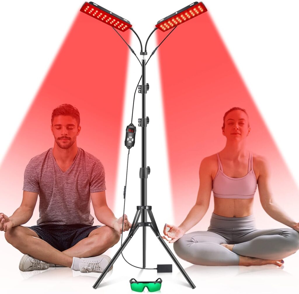 Red Light Therapy Lamp, Infrared Light Therapy with Stand - 660nm Redlight and 850nm Near Infrared Light Device for Body Pain Relief Skin Care