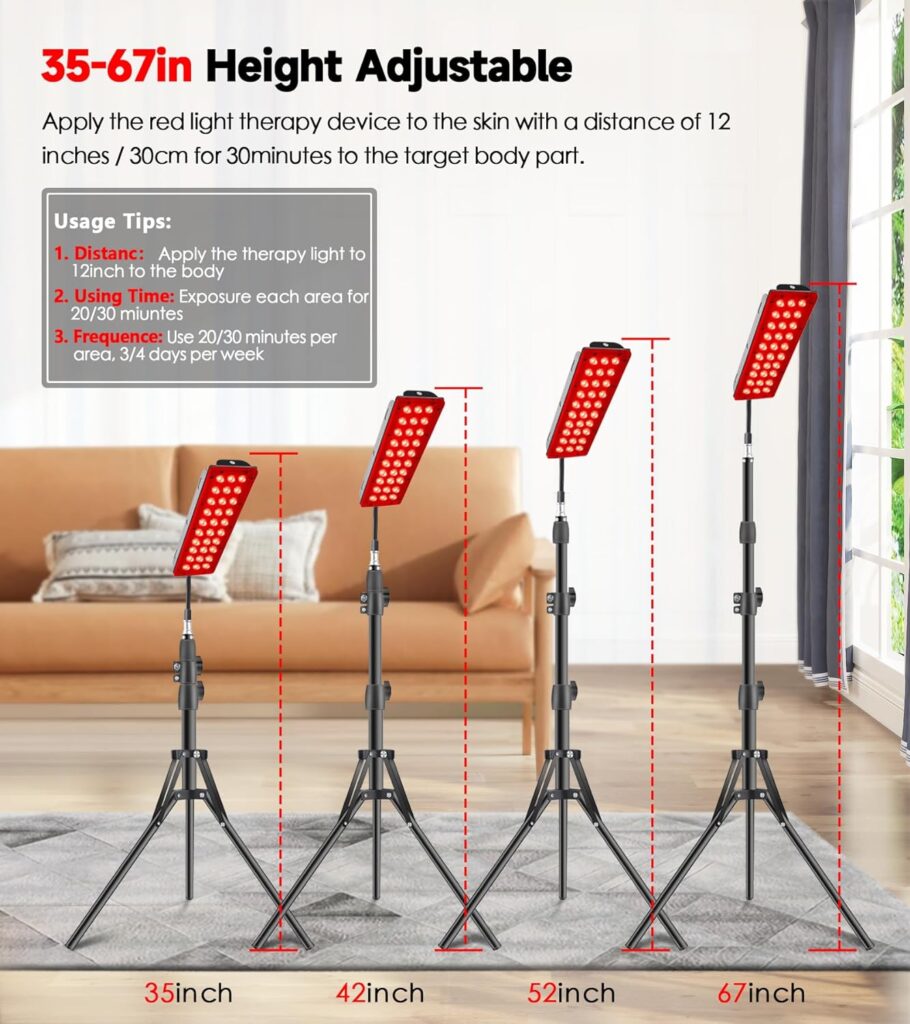 Red Light Therapy Lamp with Stand, RXCOFISLE Infrared Light Therapy Lamp for Body Pain Relief 660nm Red Light  850nm Infrared Light Device (Single Panel)