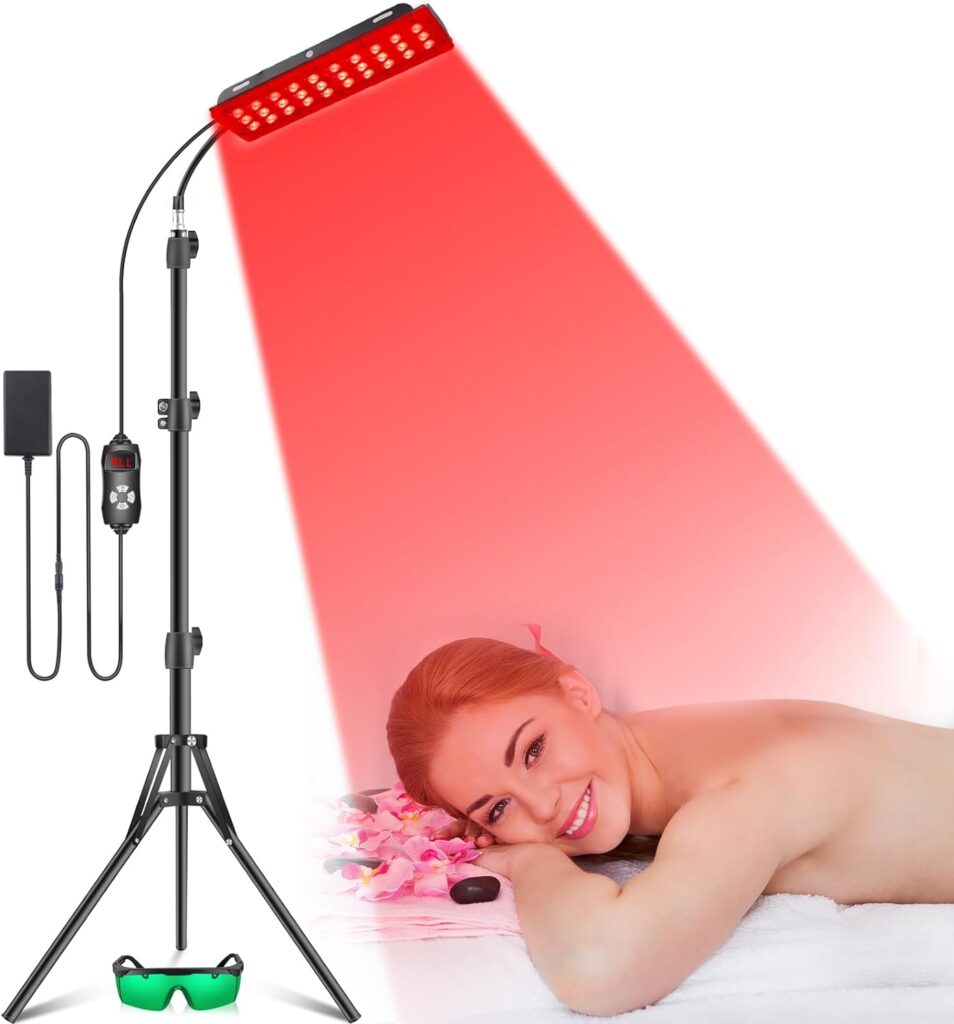 Red Light Therapy Lamp with Stand, RXCOFISLE Infrared Light Therapy Lamp for Body Pain Relief 660nm Red Light  850nm Infrared Light Device (Single Panel)