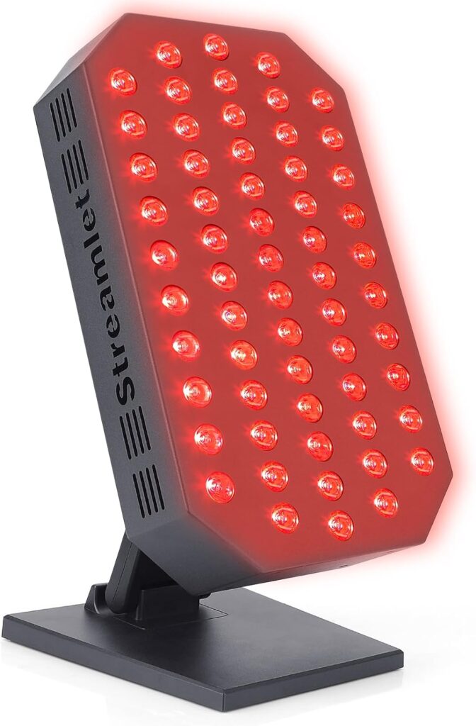 Streamlet Red Light Therapy Device for Face, Body, Dual Chip Clinical 60 LED Combo 660nm 850nm, High Power Near Infrared Light Therapy Lamp for Skin Care, Pain Relief, Improve Sleep (300W)