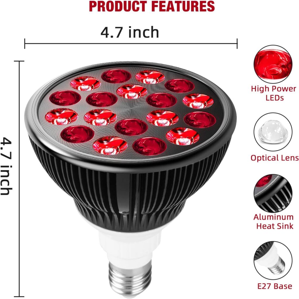 Wolezek Red Light Therapy Bulb with Lamp Holder, 660nm Red and 850nm Near Infrared Combo , Therapy Device for Skin Care Pain Relief