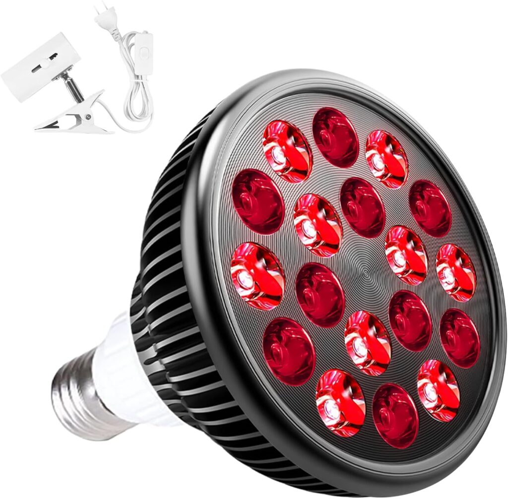 Wolezek Red Light Therapy Bulb with Lamp Holder, 660nm Red and 850nm Near Infrared Combo , Therapy Device for Skin Care Pain Relief