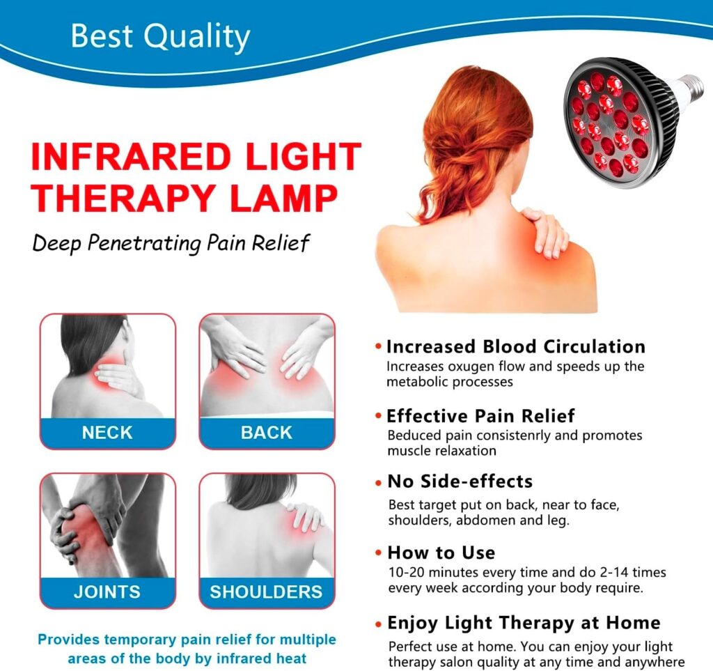 Wolezek Red Light Therapy Bulb with Lamp Holder, 660nm Red and 850nm Near Infrared Combo , Therapy Device for Skin Care Pain Relief