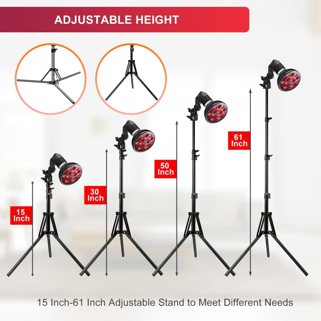 Wolezek Red Light Therapy with Stand for Face and Body, New 18 LEDs Red Light Therapy Lamp with 660nm Red and 850nm Near-Infrared Combo Wavelength Bulb, Included 15-61 Adjustable Tripod