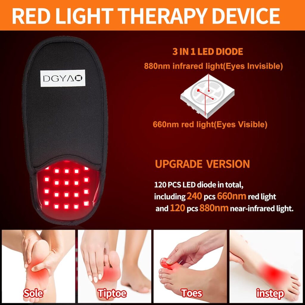 Newest Upgraded Red Infrared Light Therapy for Feet Pain Relief FDA Cleared LED Light Therapy Slipper Device for Foot Toes Instep Heel Home Use (PS-HJ1)