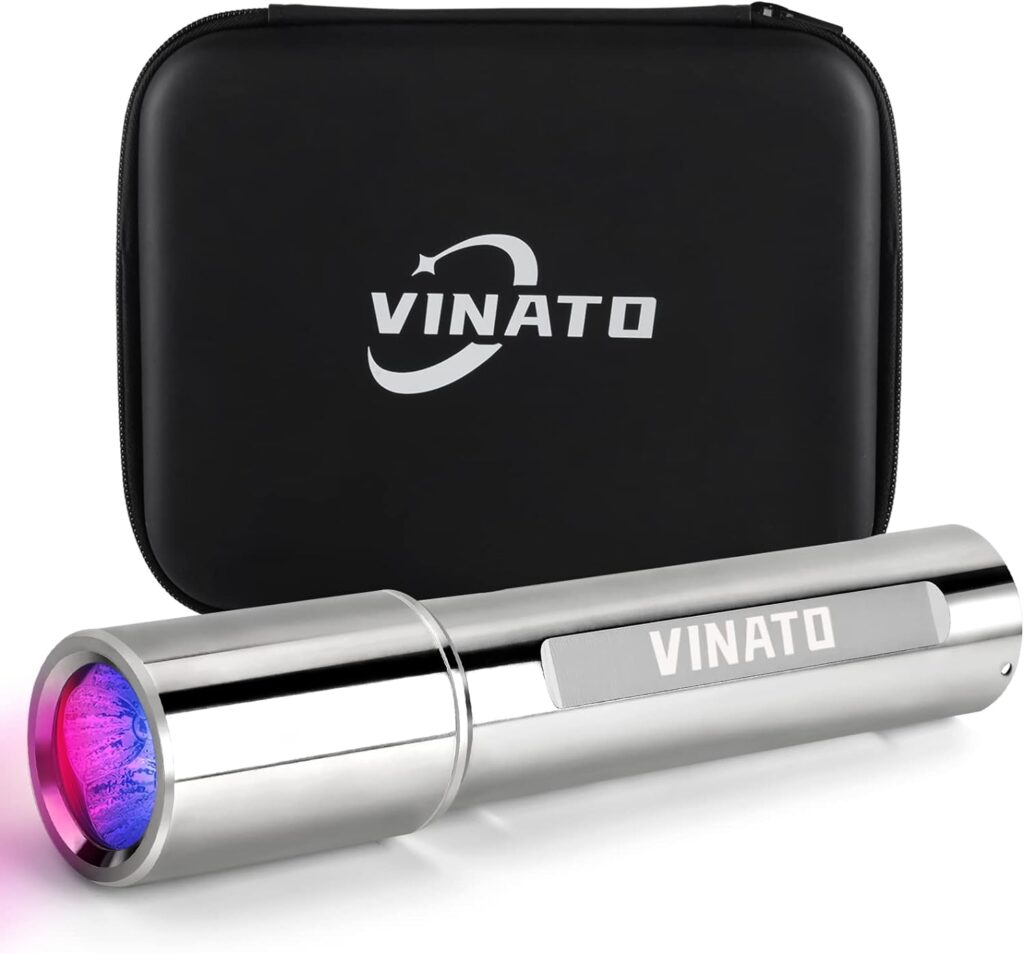 Red Infrared Light Therapy Device - VINATO Upgraded 3-in-1 Red Infrared Light for Body and Face, Pain Relief, USB Rechargeable, 5 Wavelengths  5 LEDs, 420nm 630nm 660nm 850nm 940nm (Silvery)