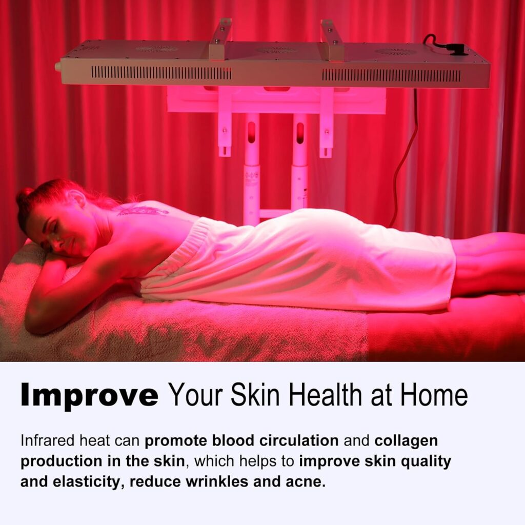 Red Light Therapy Device, Ultra-Thin  Noiseless Red 660nm Near Infrared 850nm Infrared Light Therapy with 68pcs Dual Chips LEDs  Adjustable Stand for Recovery, Skin Health, 100W (White)