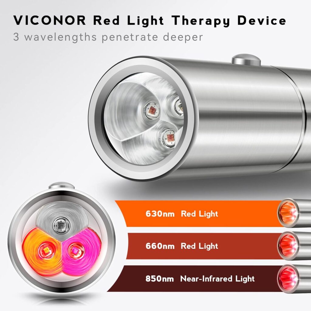 Red Light Therapy for Body Pain Relief, Infrared Red Light Therapy Device for Joint,Muscle,Knee,Ankle,Hands,Handheld Near Infrared Light Therapy Wand for FaceBody-630nm,660nm  850nm Wavelengths