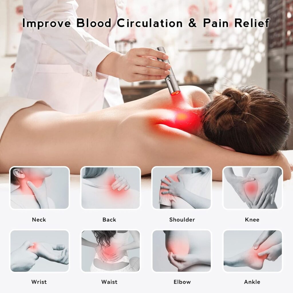 Red Light Therapy for Body Pain Relief, Infrared Red Light Therapy Device for Joint,Muscle,Knee,Ankle,Hands,Handheld Near Infrared Light Therapy Wand for FaceBody-630nm,660nm  850nm Wavelengths