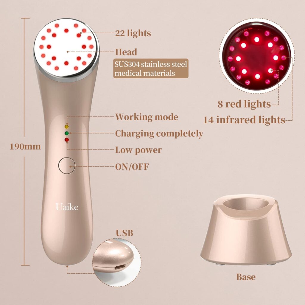 Red Light Therapy for Face - Uaike LED Red Light Therapy Device for Face - Skin Tightening Machine for Anti Aging,Wrinkle Removal,Face Lift,Skin Rejuvenation - Face Massager for Face